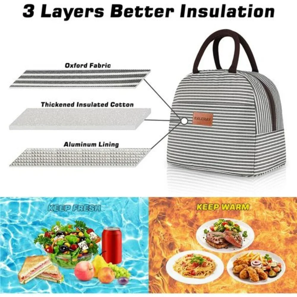 Insulated Lunch Bag Tote for Women Men Adult Small Reusable Cooler Box Work